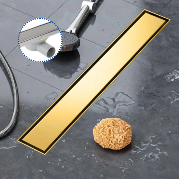 مجرى شاور بالوش قابلة للتبليط 40سم DL-61-40GH تصريف جانبي 50مم ذهبي مط من بيورا