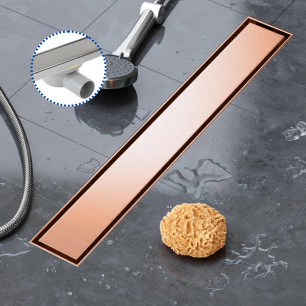 مجرى شاور بالوش قابلة للتبليط 40سم DL-61-40RGV تصريف جانبي 50مم روز جولد مط من بيورا