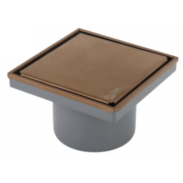 بيبه شاور بالوش قابلة للتبليط 10سم FD-61-10RG بالعلاية تصريف رأسي 110مم روز جولد مط من بيورا