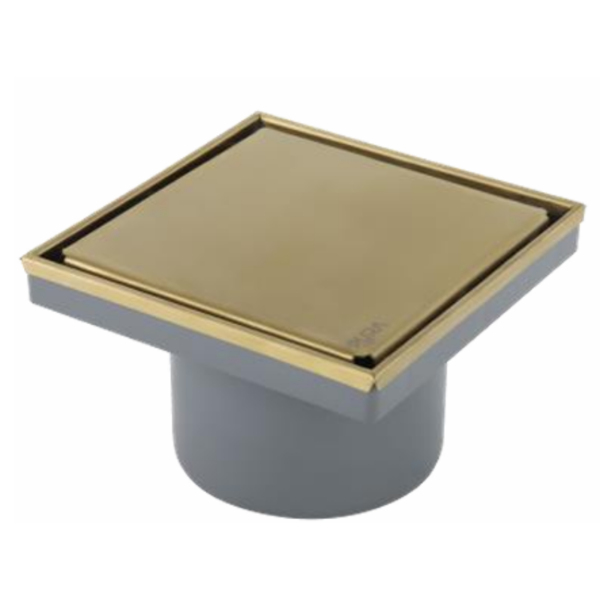 بيبه حمام بالوش قابلة للتبليط 15سم FD-61-15G بالعلاية تصريف رأسي 110مم ذهبي مط من بيورا