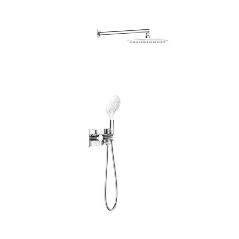 SD1110-CP مجموعة دش دفن بطاسة مربعة 31سم و وش دفن 2مخرج كومبو بوكس كروم من سار ديزاين - Image 1