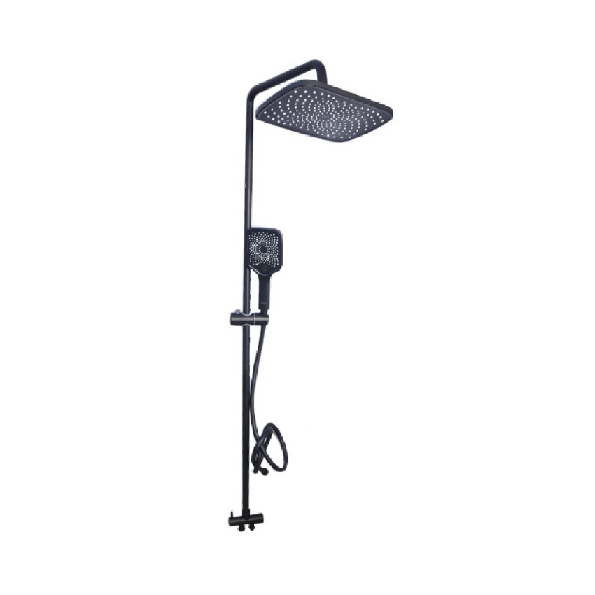 GX-00112B مسطرة دش بالطاسة مستطيلة و سماعة 3 نظام و محول من الطاسة أوريو فانتوم بلاك من جواد - Image 1