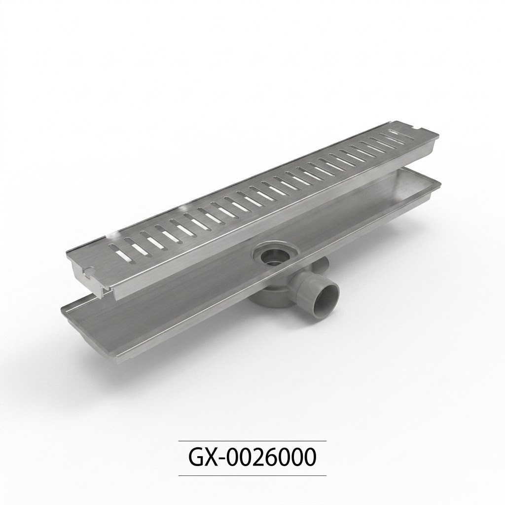 GX-0026000 مجري شاور بالوش و بيبة بلاستيك استيل مط من جواد - Image 1